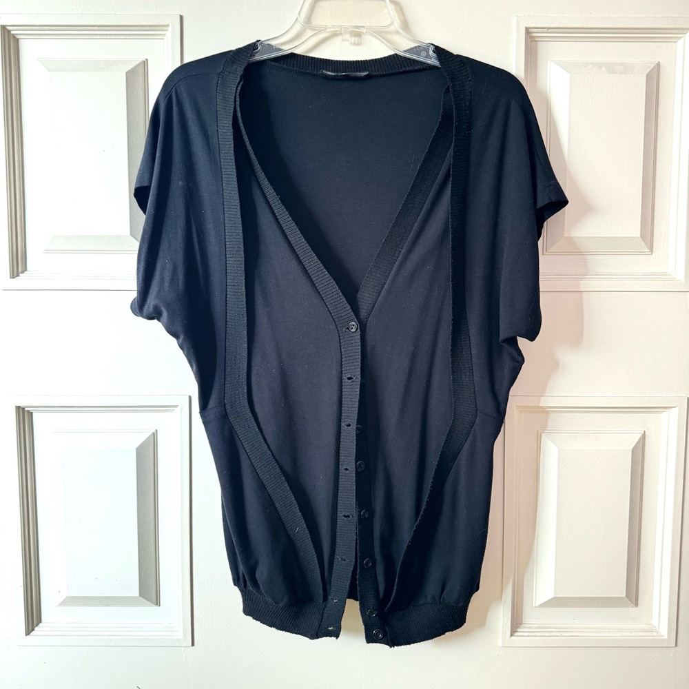 Monica Ricci Black Short Sleeve Layered Cardigan